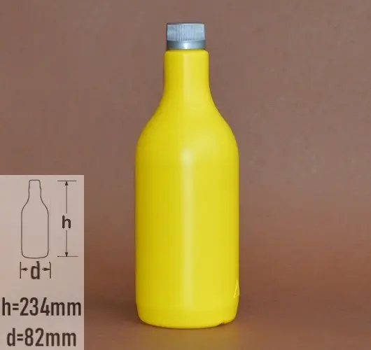 Sticla plastic 750ml culoare galben cu capac standard gri